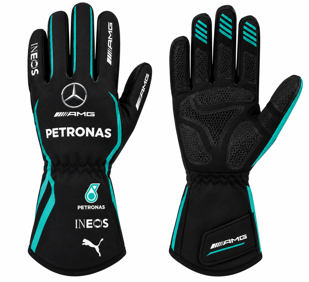 PETRONAS Style Go Kart Racing Gloves – Black & Teal PETRONAS Style(PKG-MD-001)