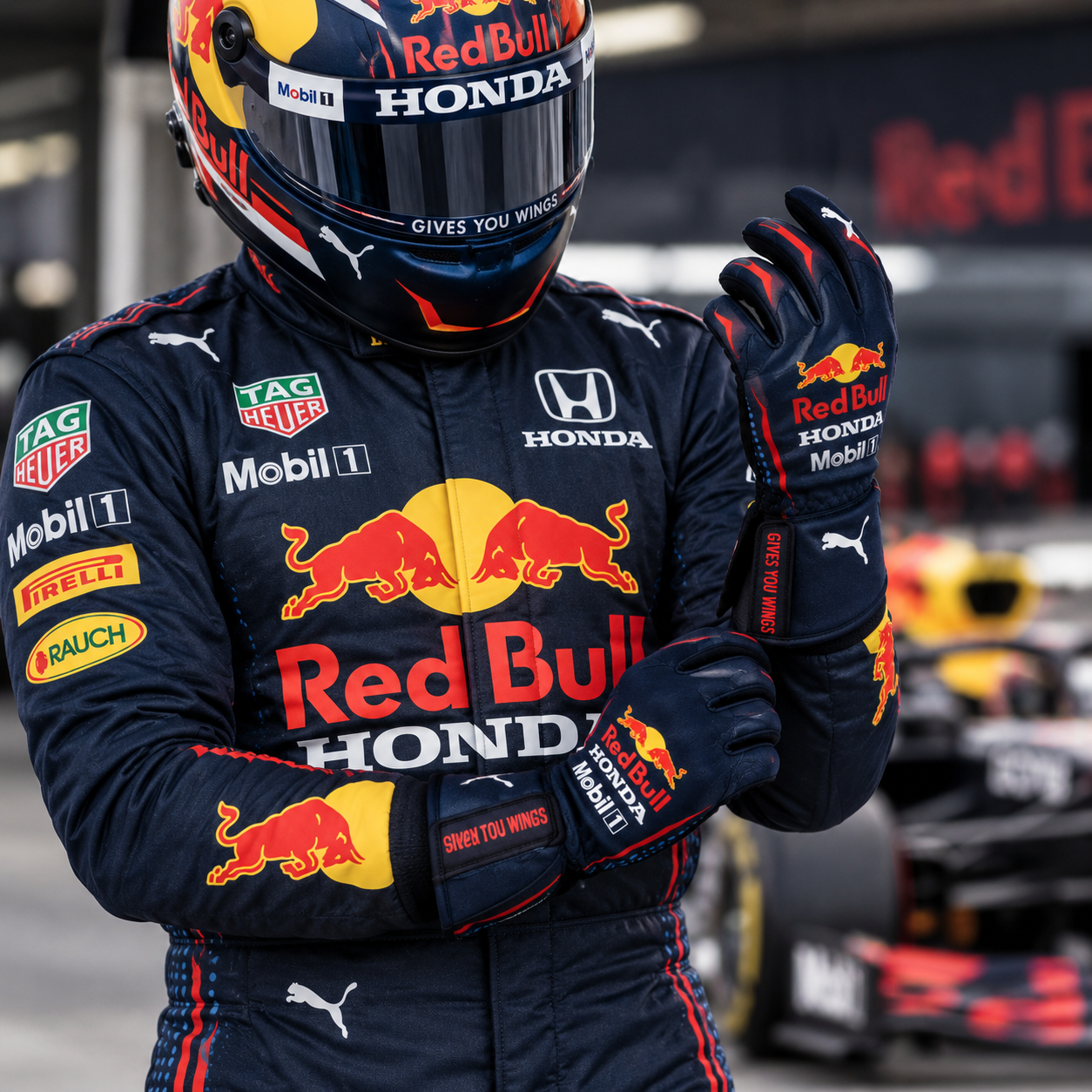 Red Bull Honda Go Kart Racing Gloves – Navy Blue Motorsport Driving Gloves(PKG-001)