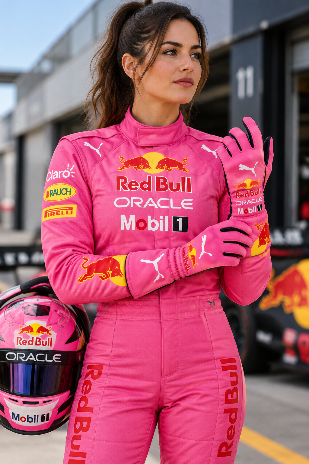 Pink Red Bull Oracle Racing Gloves Kart Racing & Motorsport(PKG-005)