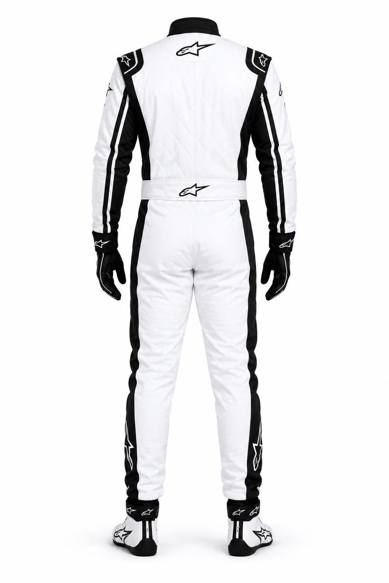 Alpine star White & Black Kart Racing Suit | Professional Go Kart Racing Suit