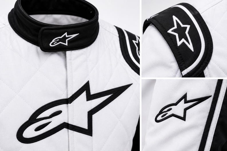 Alpine star White & Black Kart Racing Suit | Professional Go Kart Racing Suit