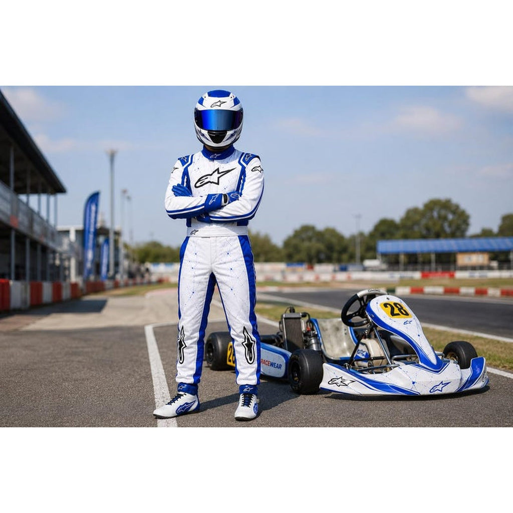 Blue White Go Kart Racing Suit | Custom Karting Racewear | Adult Motorsport Overall | Cordura D600