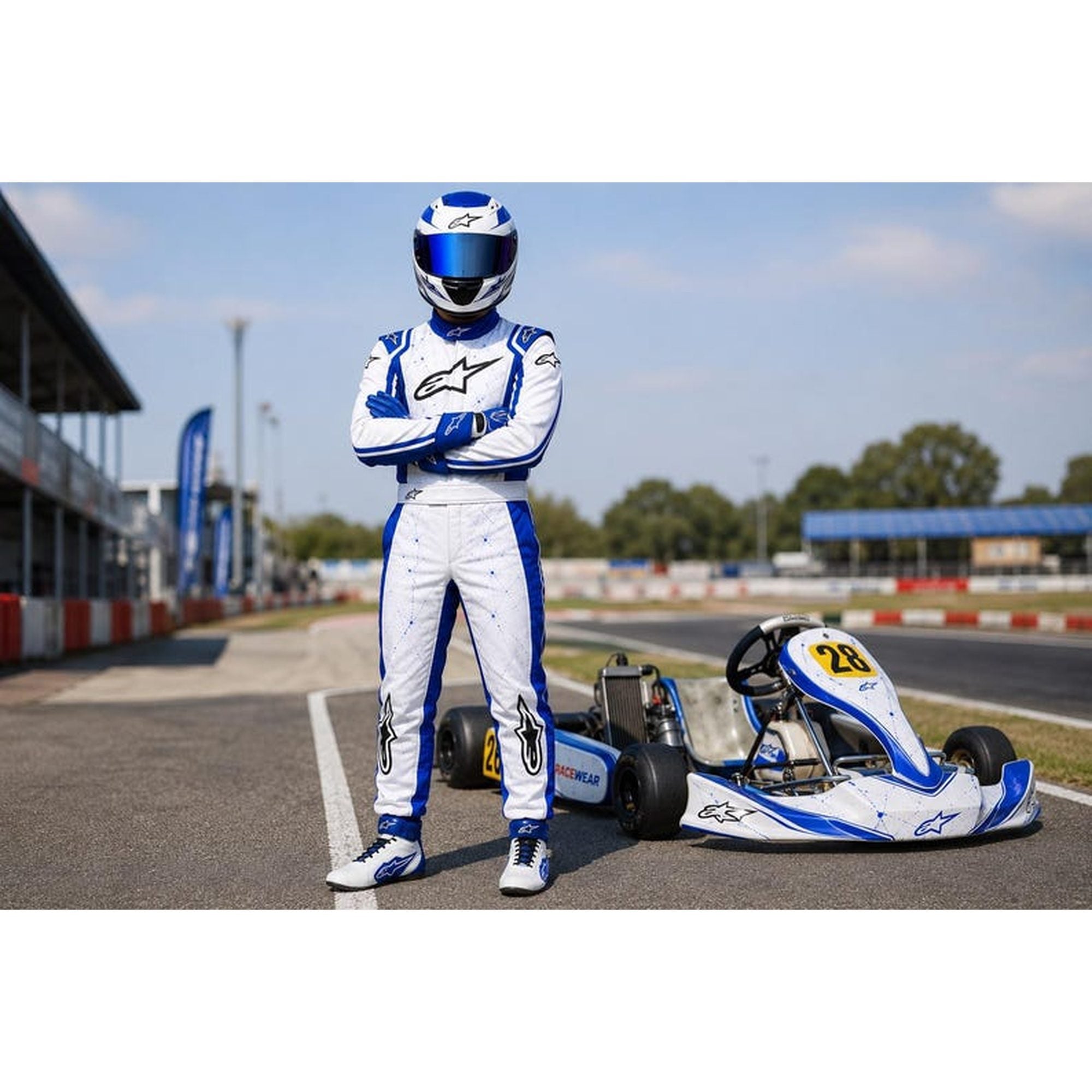 Blue White Go Kart Racing Suit | Custom Karting Racewear | Adult Motorsport Overall | Cordura D600