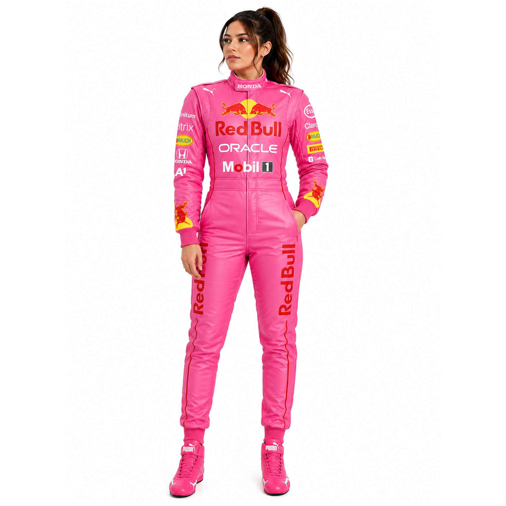 Custom Pink Racing Suit, Red Bull Go Kart Suit, Motorsport Driver Suit, Professional Karting Racewear