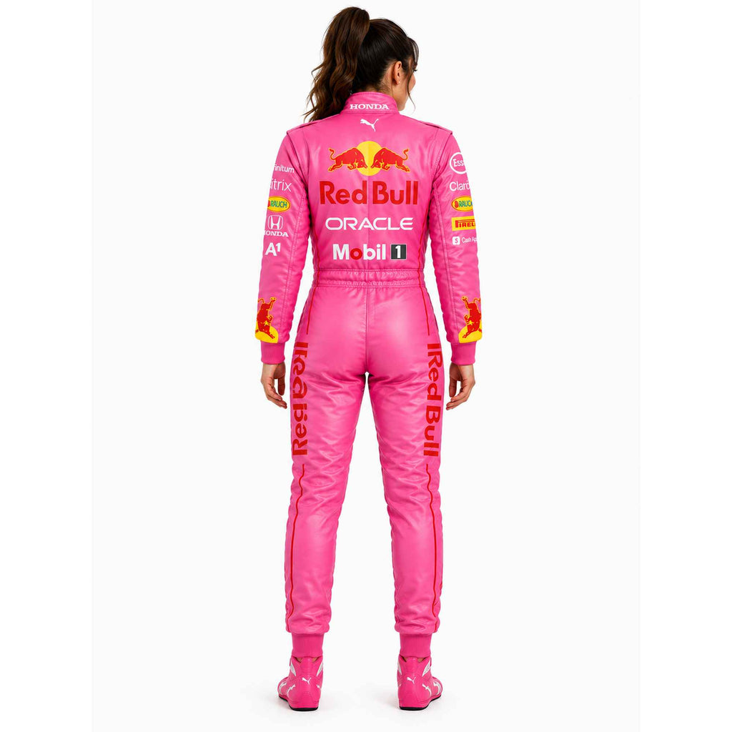 Custom Pink Racing Suit, Red Bull Go Kart Suit, Motorsport Driver Suit, Professional Karting Racewear