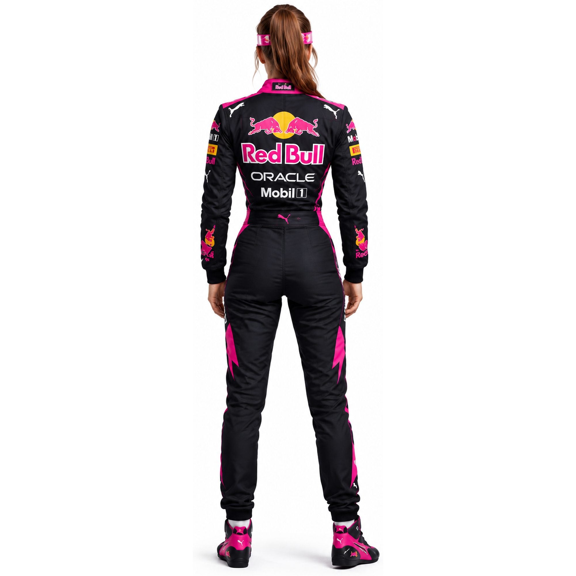 Women’s Red Bull Racing Inspired Kart Racing Suit | Black Pink Custom Motorsport Driver Suit | Professional Karting Racewear(PKG-RB009)